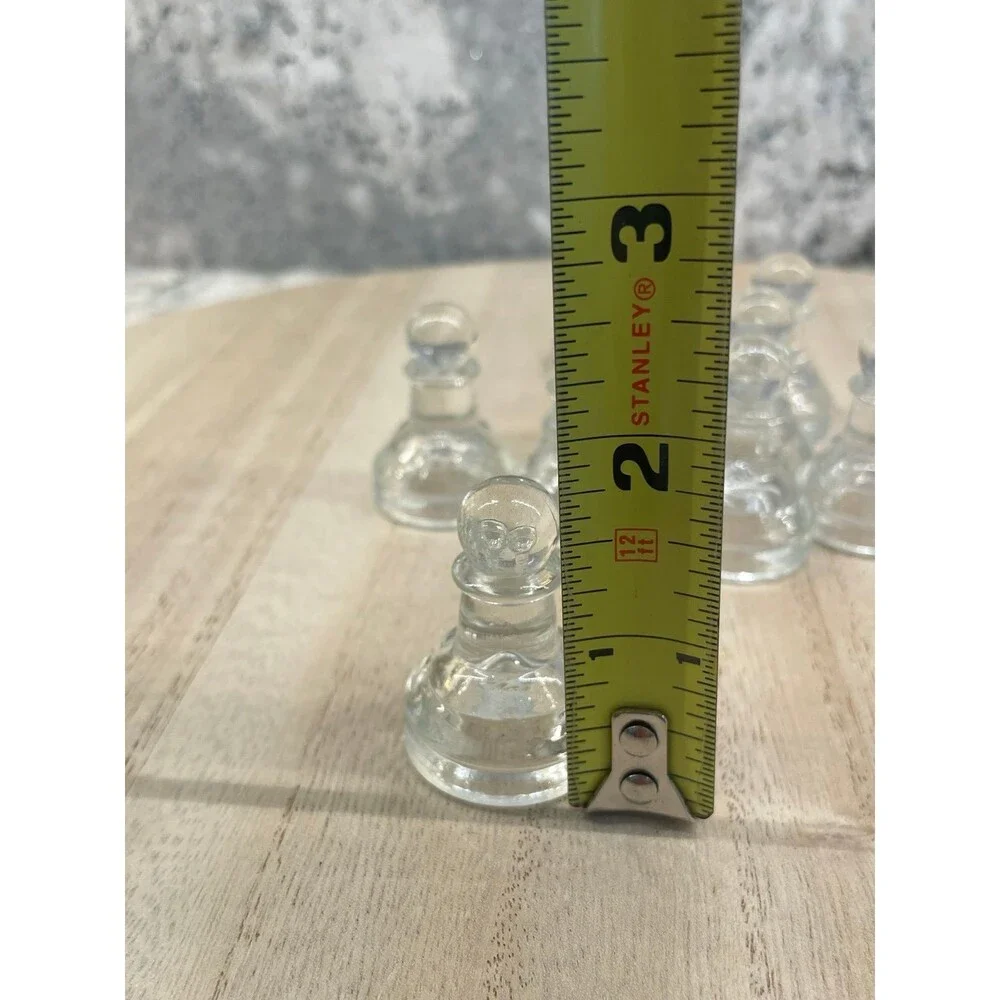 16 Glass Chess Pieces Replacement Pawns Clear Frosted 1.75
